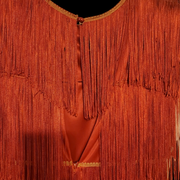 1990s Vintage Cheryl Kaye Fringe Party Dress Size 10 - Picture 3 of 3